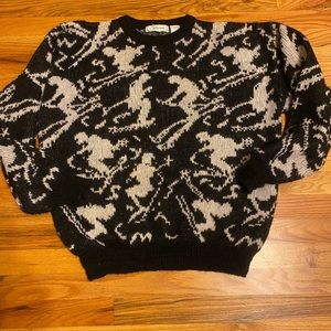 Vintage Ski Sweater Mens’s Sz L- 48% Mohair EUC 9/10 Made in Hong Kong